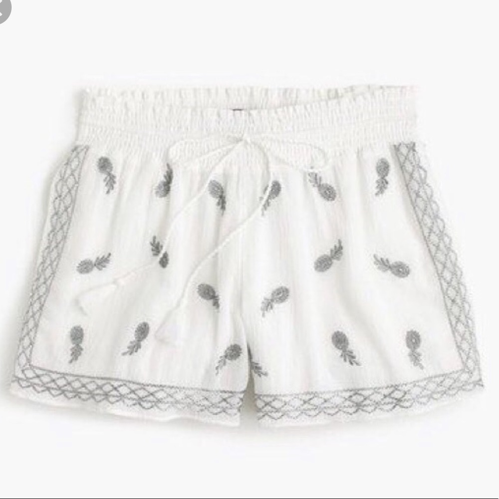 J.Crew Embroidered Pineapple short gauzy XS 66E